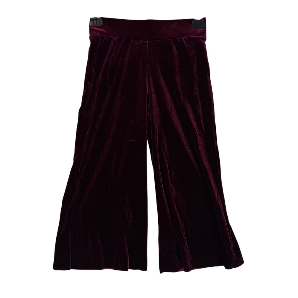 Weissman Pants Girls 6-7 Years Red Velvet Cropped Wide Leg Pull On Dancewear